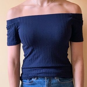 Navy Off-the-shoulder H&M Top